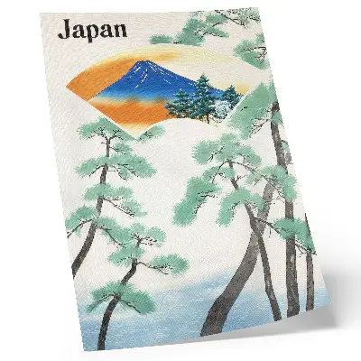 Retro plakát a japán kormányvasút utazásai (1930) vintage illusztrációval