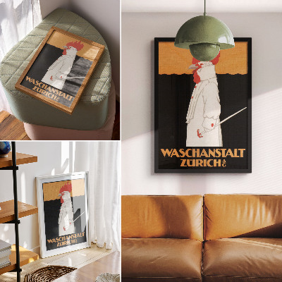 Retro plakát Waschanstalt Zurich (1905), Robert Hardmeyer történelmi reklámplakátja