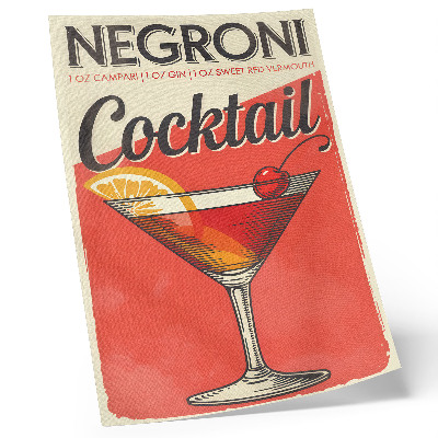 Retro plakát Negroni koktél citrommal és cseresznyével
