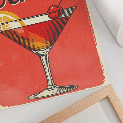 Retro plakát Negroni koktél citrommal és cseresznyével