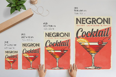 Retro plakát Negroni koktél citrommal és cseresznyével