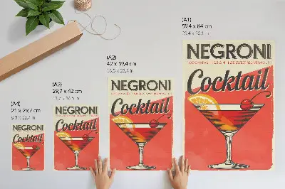 Negroni koktél citrommal és cseresznyével retro plakát
