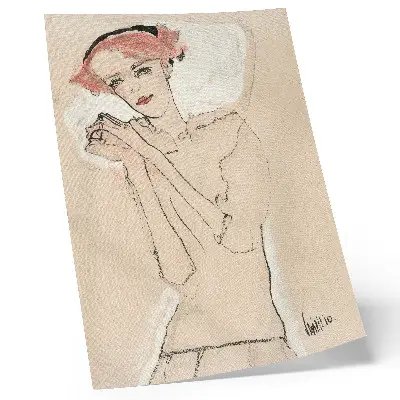 Egon Schiele Női portréja (1910) poszter női vonalrajz a MET gyűjteményéből