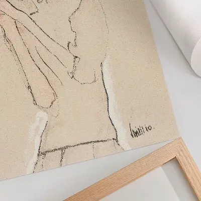 Egon Schiele Női portréja (1910) poszter női vonalrajz a MET gyűjteményéből