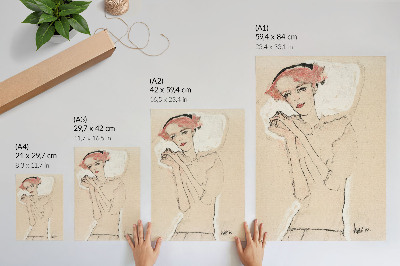 Retro plakát Egon Schiele Női portréja (1910) – női vonalrajz a MET gyűjteményéből