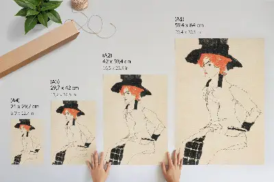 Egon Schiele Női portréja (1910) poszter női vonalrajz a MET gyűjteményéből