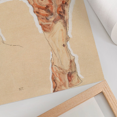 Poszter Meztelen férfi: Önarckép (1911), Egon Schiele – férfi festmény a MET Múzeum gyűjteményéből