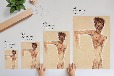 Poszter Meztelen férfi: Önarckép (1911), Egon Schiele – férfi festmény a MET Múzeum gyűjteményéből