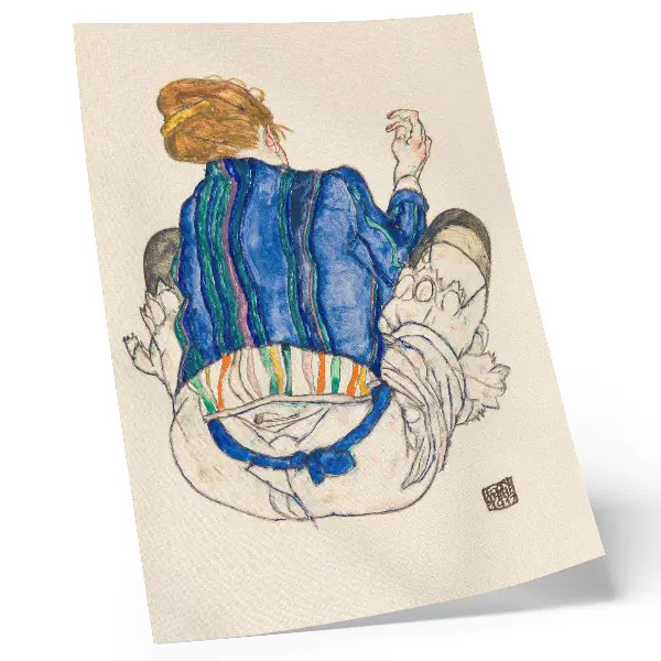 Egon Schiele Ülő nő, hátulnézet (1917) print retro plakát a MET gyűjteményéből