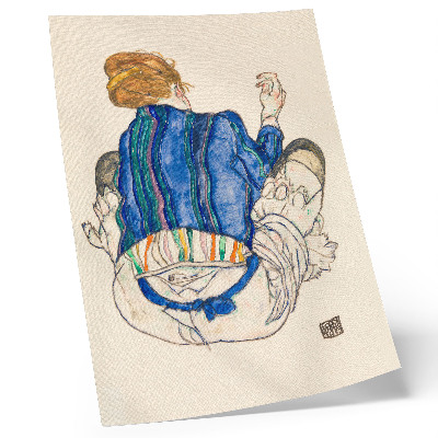 Retro plakát Egon Schiele Ülő nő, hátulnézet (1917) – nőies vonalrajz a MET gyűjteményéből