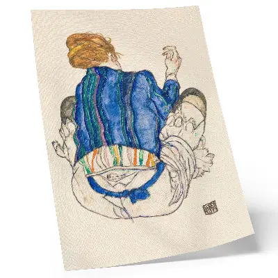 Egon Schiele Ülő nő, hátulnézet (1917) print retro plakát a MET gyűjteményéből