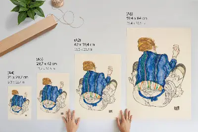 Egon Schiele Ülő nő, hátulnézet (1917) print retro plakát a MET gyűjteményéből