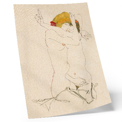 Poszter nyomtatás Egon Schiele Két ölelő nő (1913) – nőies vonalrajz a MET gyűjteményéből