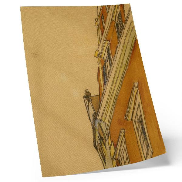 Poszter nyomtatás Az épület elölnézete (ház Krumauban) (1910), Egon Schiele alkotása
