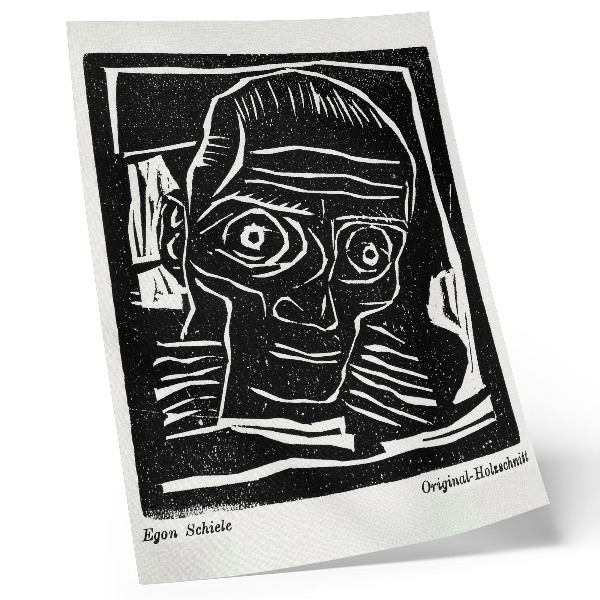 Retro plakát „Die Aktion”, 6. évfolyam, 39/40. szám (1916), Egon Schiele fejének absztrakt illusztrációja