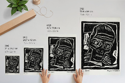 Retro plakát „Die Aktion”, 6. évfolyam, 39/40. szám (1916), Egon Schiele fejének absztrakt illusztrációja