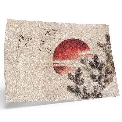 Poszter Katsushika Hokusai Madarak és naplemente című festménye a Vázlatok albumból (1814), vintage japán fametszet