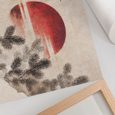 Poszter Katsushika Hokusai Madarak és naplemente című festménye a Vázlatok albumból (1814), vintage japán fametszet