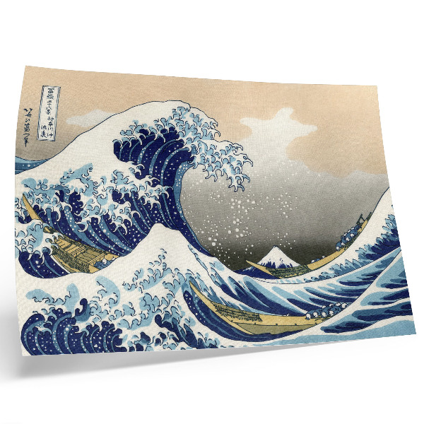 Vintage poszter A nagy hullám Kanagawánál (1760–1849), Hokusai alkotása – japán ukijo-e fametszet