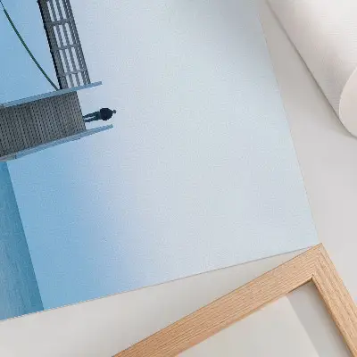 Poszter nyomtatás minimalista stílusú építészeti kompozíció lépcsőkkel és emberi alakkal