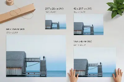 Poszter nyomtatás minimalista stílusú építészeti kompozíció lépcsőkkel és emberi alakkal