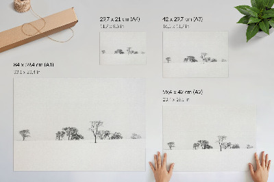 Vintage poszter Minimalista táj téli fák béke