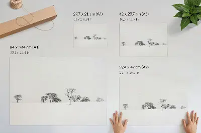 Vintage poszter minimalista téli táj fák mintával