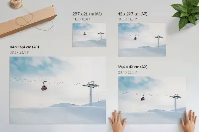 Poszter nyomtatás hegyek felvonóval és dinamikus színkontrasztú éggel