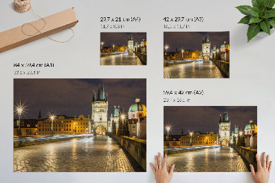 Poszter Bájos éjszakai város kivilágított híd építészet