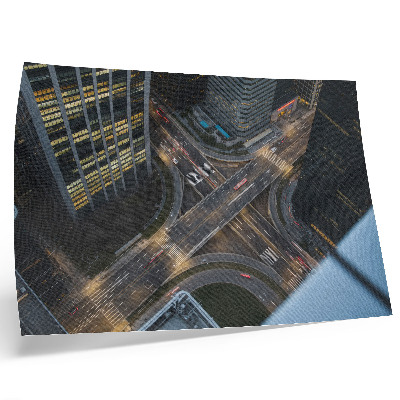 Vintage poszter Városi panoráma felülről, éjszakai fények, modernitás