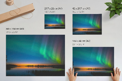 Poszter Aurora fény a tó felett, varázslatos hangulat