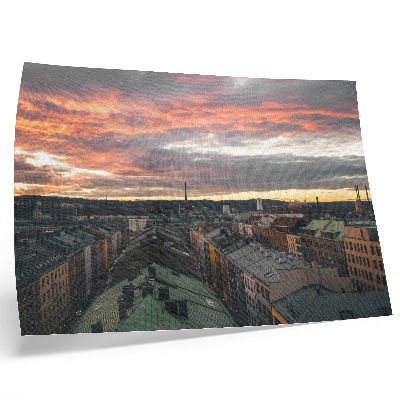 Poszter nyomtatás Naplemente a város panorámája felett színek