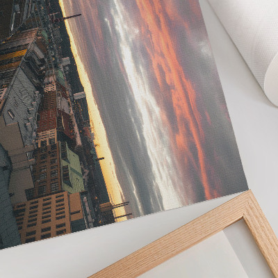 Poszter nyomtatás Naplemente a város panorámája felett színek