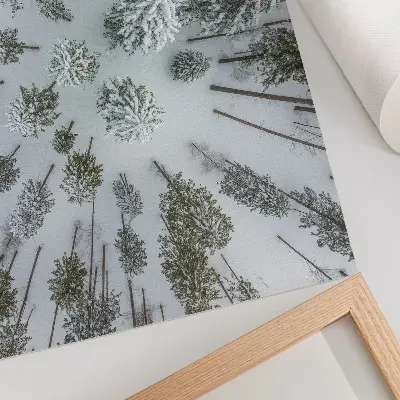 Poszter nyomtatás téli erdő béke minimalista stílusban