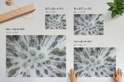Poszter nyomtatás téli erdő béke minimalista stílusban