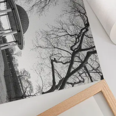 Vintage poszter elegáns pavilon szimmetria fekete-fehér árnyalatokban