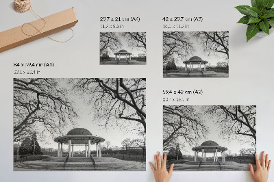 Vintage poszter Elegáns pavilon szimmetria fekete-fehér árnyalatok
