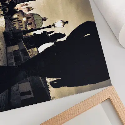 Vintage poszter gótikus tornyok belső híd sétányával