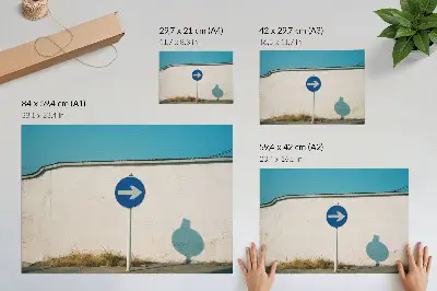 Poszter nyomtatás minimalista tábla fehér falon