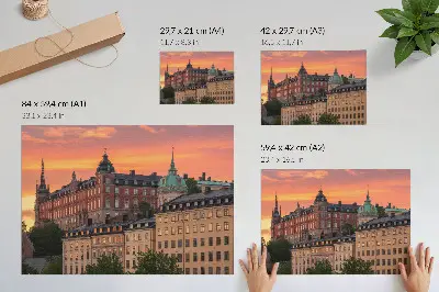 Poszter naplemente, bájos épületek és történelmi hangulat