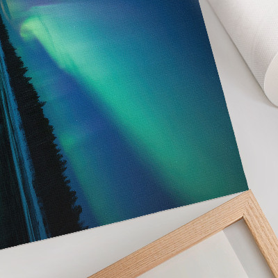 Poszter nyomtatás Aurora Borealis egy befagyott tó felett éjszaka