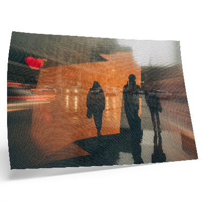 Poszter nyomtatás Város este, neon narancssárga tükröződések