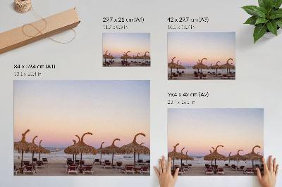 Vintage poszter Azúrkék nyugodt tenger finom rózsaszín horizont