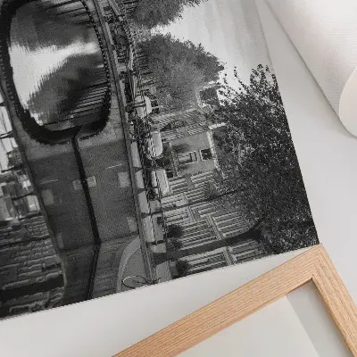 Vintage poszter fekete-fehér hidak és csatorna városi tér mintával