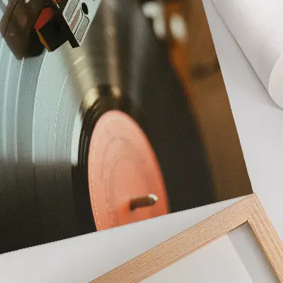 Vintage poszter nosztalgikus zenei hangulatú gramofon mintával