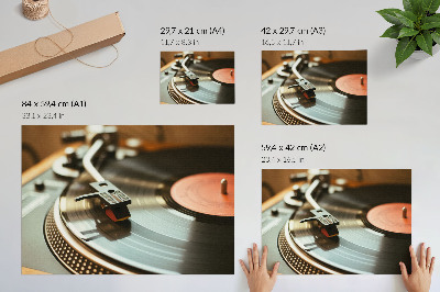 Vintage poszter Nosztalgikus vintage zenei hangulatú gramofon