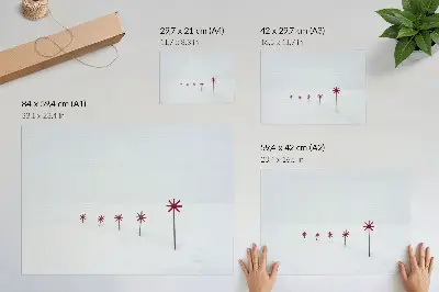 Vintage poszter minimalista téli fehér és piros csillagok mintával
