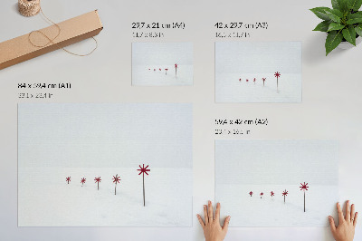 Vintage poszter Minimalista téli fehér és piros csillagok