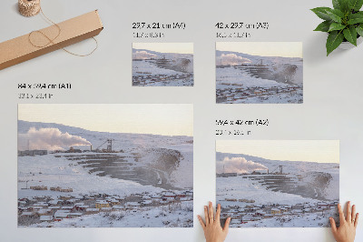 Poszter Téli táj dombokkal és egy kéménnyel