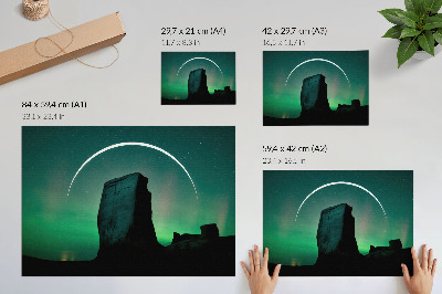 Poszter nyomtatás Éjszakai égbolt szikla zöld árnyalatai kozmikus hangulat